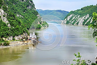 Danube canyon between Serbia and Romania Stock Photo