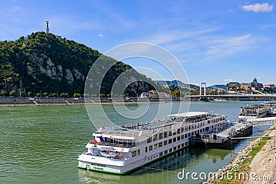 Danube River cruises & boat tours in Budapest, Hungary Editorial Stock Photo