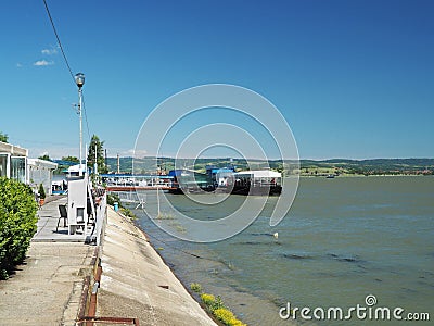 Danube river in Drobeta Turnu Severin harbor Stock Photo