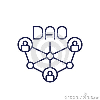 DAO community line icon on white Vector Illustration