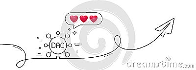Dao line icon. Decentralized autonomous organisation sign. Continuous line with plane. Vector Vector Illustration