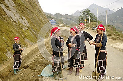 Dao red ethnic group of women Editorial Stock Photo