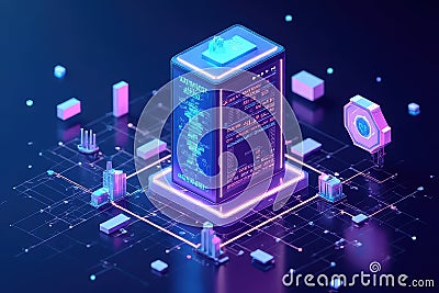 Dapp Hosting Infrastructure Concepts Visualized Through Technology-Focused Imagery Stock Photo