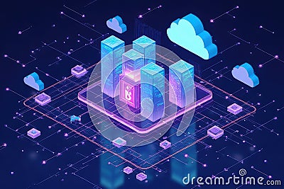 Dapp Hosting Infrastructure Visualization Stock Photo