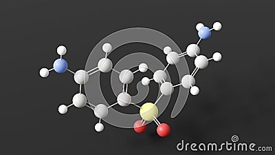 dapsone molecule, molecular structure, antimycobacterials, ball and stick 3d model, structural chemical formula with colored atoms Stock Photo