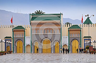 Dar al Makhzen or Palais Royale a royal palace of the Alaouite sultan in the city of Fez, Morocco. The palace is located in Fes Stock Photo