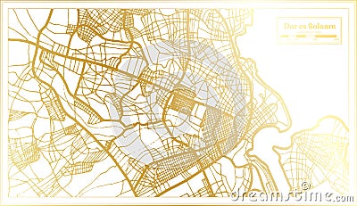 Dar es Salaam Tanzania City Map in Retro Style in Golden Color. Outline Map Stock Photo
