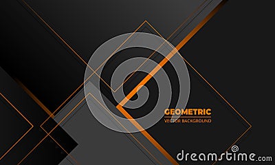 Dark grey business elegance abstract geometric background with orange lines. Vector Illustration