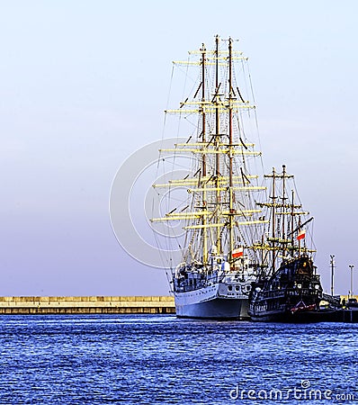 The Dar Mlodziezy / Gift of the Youth - Polish sail training ship in Gdynia, Tricity, Poland Editorial Stock Photo