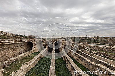 Dara Ancient City. Dara aqueducts, tare cisterns. Ancient Water Channels in the Ancient City of Dara in Mardin, Turkey Stock Photo