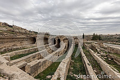 Dara Ancient City. Dara aqueducts, tare cisterns. Ancient Water Channels in the Ancient City of Dara in Mardin, Turkey Stock Photo