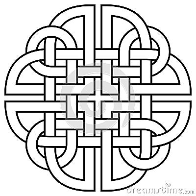 Dara knot in black outline. Celtic symbol. Isolated background. Vector Illustration