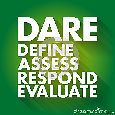 DARE - Define Assess Respond Evaluate acronym, business concept background Stock Photo