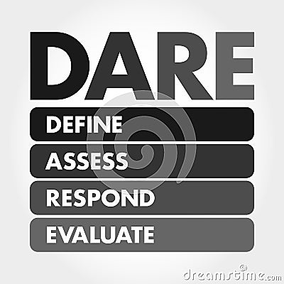 DARE - Define Assess Respond Evaluate Stock Photo