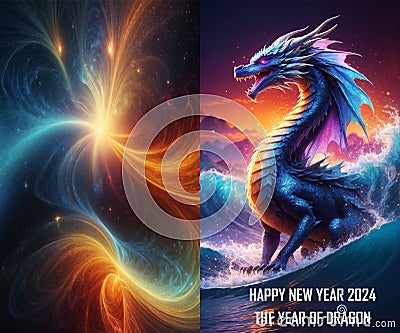 Dargon Chinese new year , 2024 the year of Drago, Created using generative AI Stock Photo