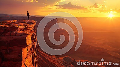 Man standing on the edge of Canyonlands. Stock Photo