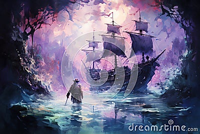 Daring pirate captains sailing enchanted seas - Generative AI Stock Photo