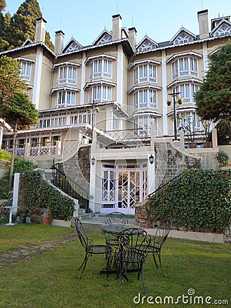 Darjeeling Hotel in India, with a view of the Himalayas Editorial Stock Photo