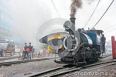 Ghum Railway Station on Darjeeling Himalayan Railway in Darjeeling, West Bengal, India. Editorial Stock Photo