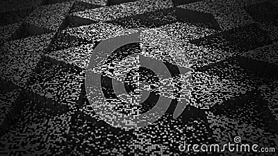 Dark Abstract Background Pixel Art 3D Illustration Stock Photo
