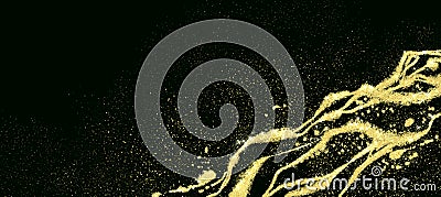 Dark abstract glamorous rich background with gold scattering, shine. Glamorous banner, brochure, postcard Stock Photo