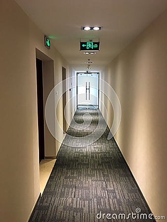 Dark aisle in an office building in China Stock Photo