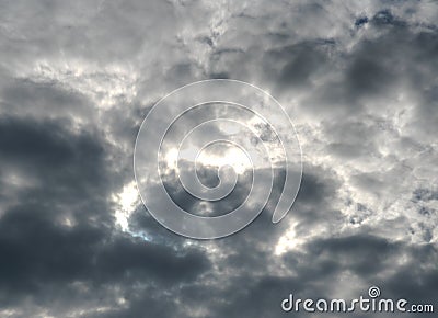 Dark Altocumulus Opacus Family of Cloud on Noon Day Before The Rain. Stock Photo