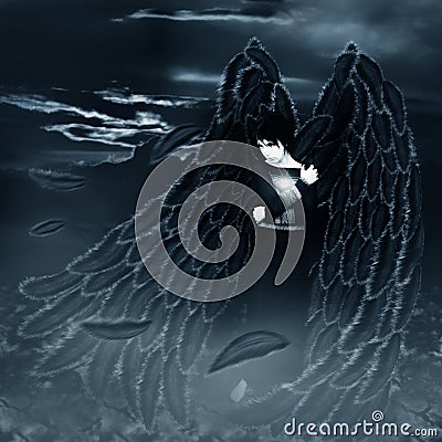 Dark fallen angel Stock Photo