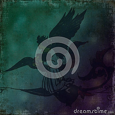 Dark Angel spirit scroll - Grungy background Stock Photo