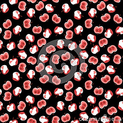 Dark autumn season complex seamless pattern with apples vector Vector Illustration