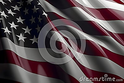 Dark Background of American Flag to Illustrate US Mourning Events Stock Photo