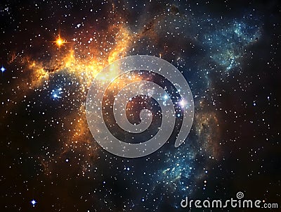 Dark background with array of star clusters in space. Stock Photo
