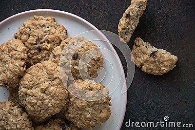 Homemade oatmeal cookies with chocolate Stock Photo