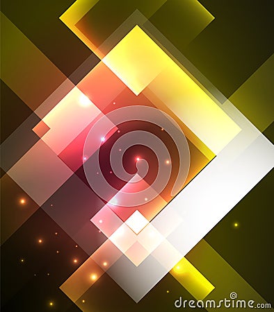 Dark background design with squares and shiny glowing effects Vector Illustration