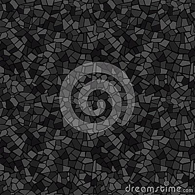 Dark black abstract mosaic seamless pattern. Vector background. Endless texture. Ceramic broken tile fragments. Vector Illustration
