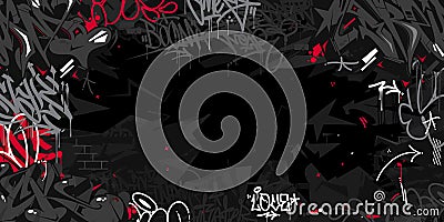 Dark Black Abstract Urban Style Hiphop Graffiti Street Art Vector Illustration Background Template Vector Illustration