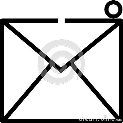 Dark black outline mail email envelope with rounded lines send and receive message symbol sign button icon on a white background t Vector Illustration