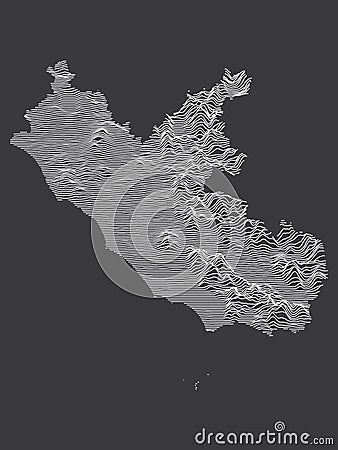 Dark Contour Relief Map of Lazio Vector Illustration