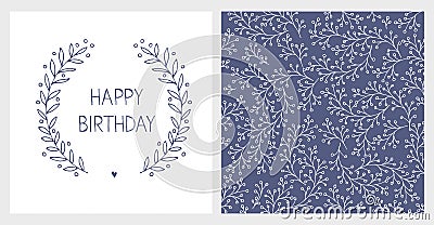 Cute Hand Drawn Birthday Vector Illustartions. Abstract Twigs Infantile Design. Vector Illustration