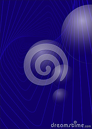 On a dark blue background balls and spiral graphics Vector Illustration