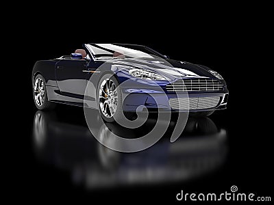 Dark blue convertible sports car - front view Stock Photo