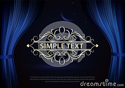 Dark blue curtain scene gracefully. Vector cover Vector Illustration