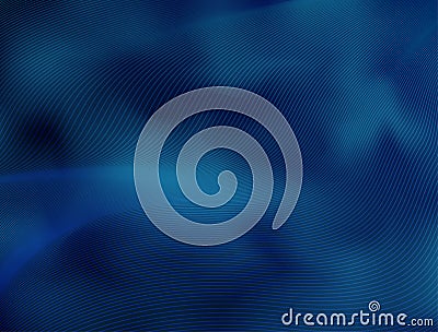 Dark blue curved lines abstract background. Vector dynamical rippled surface, visual halftone 3D effect, illusion of movement, Vector Illustration