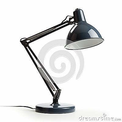 Dark Blue Desk Lamp With Electric Cord - Daz3d Style, High-key Lighting Stock Photo