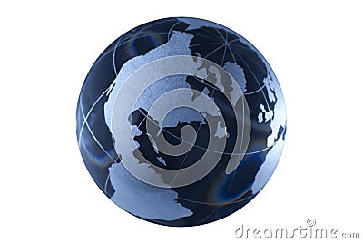 Dark blue glass globe Stock Photo