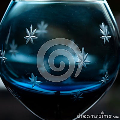 Blue goblet close-up. bohemian glass close-up Stock Photo