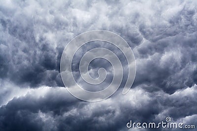 Dark blue and grey dramatic clouds Stock Photo