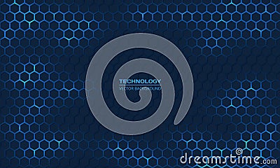 Dark blue hexagonal technology vector abstract background. Vector Illustration