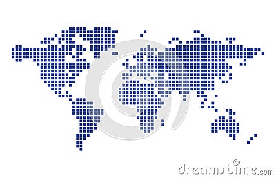 Dark blue map of world - squares - vector Vector Illustration