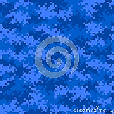 Dark blue military camouflage pixel pattern seamlessly tileable Stock Photo